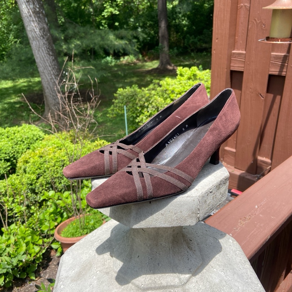 Stuart Weitzman Brown Suede Kitten Heel